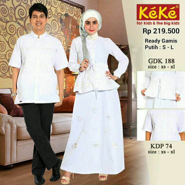 Diskon Gamis Dewasa Keke/Gamis Keke GDK 188/Gamis Katun Putih/Couple Keke