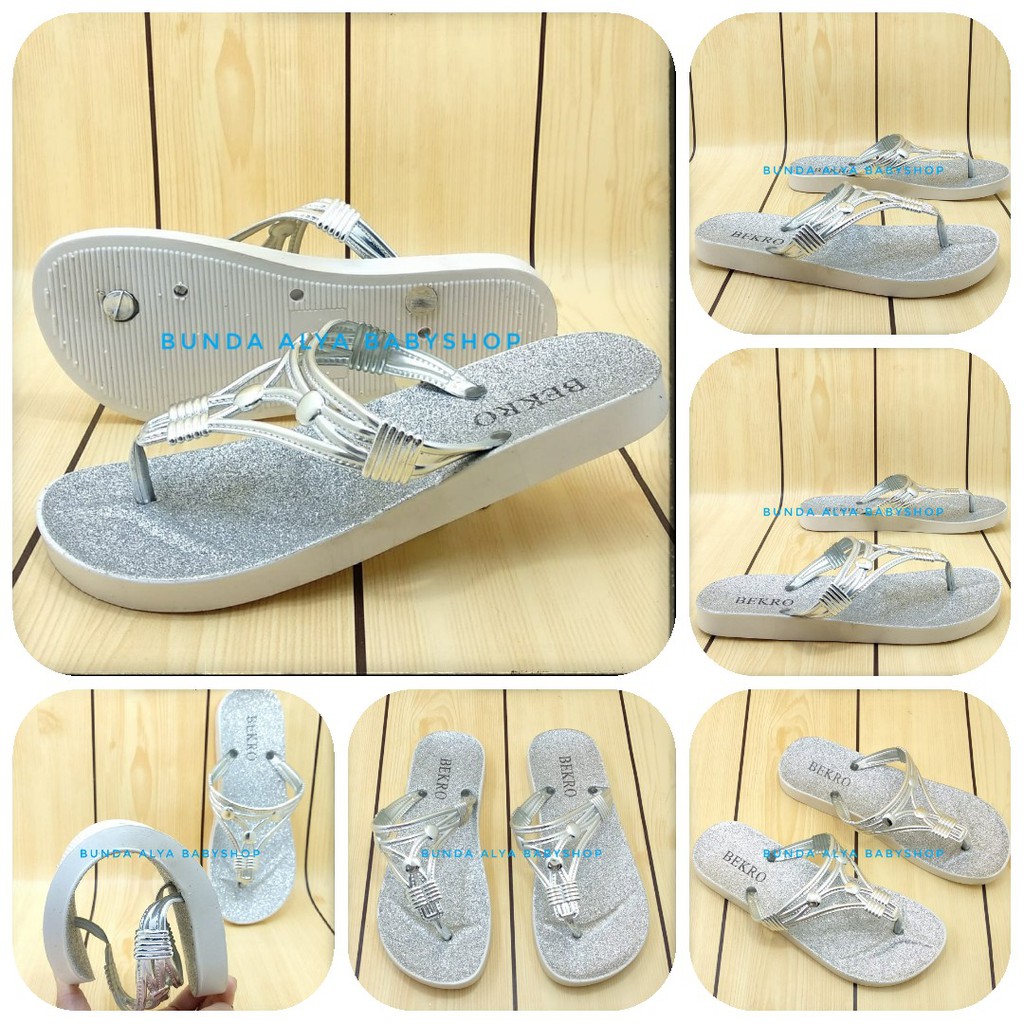 Sandal Wanita Jepit SILVER Size 36 - 40 - Sendal Jepit Perempuan Casual Flat - Sandal Cewek Trendy