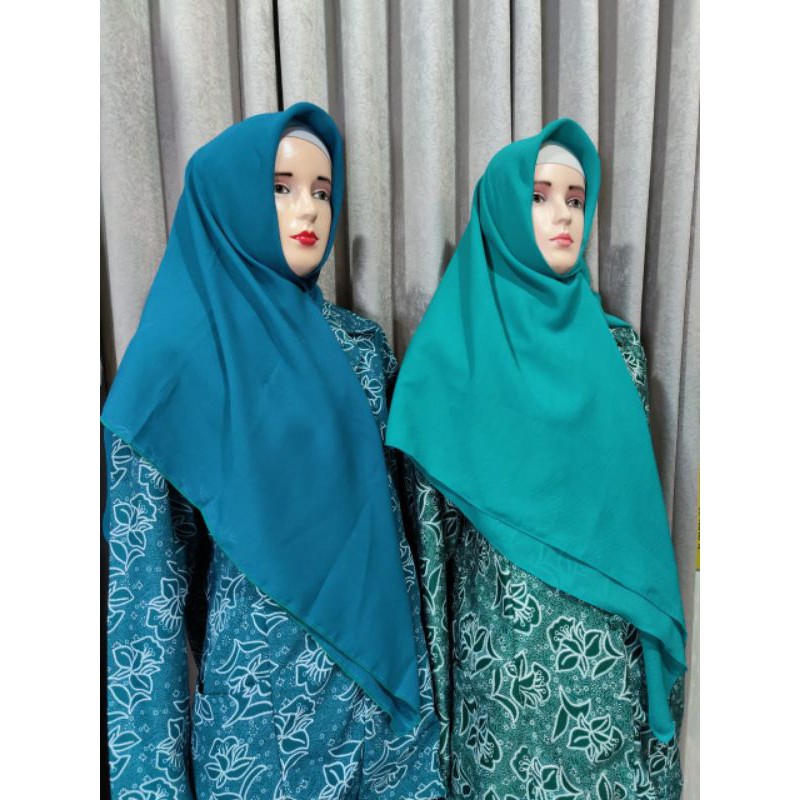 Kerudung PKK Bella Square Siffon Double Hicon Hijau dan Biru