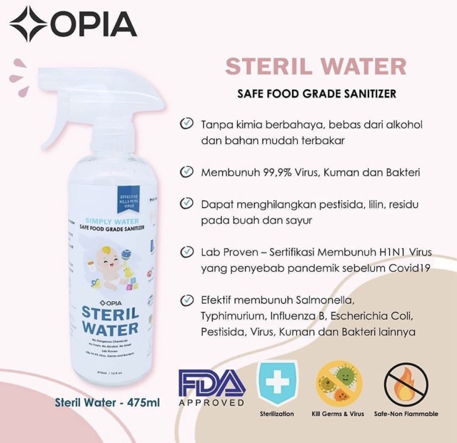 Opia food grade steril water 475ml