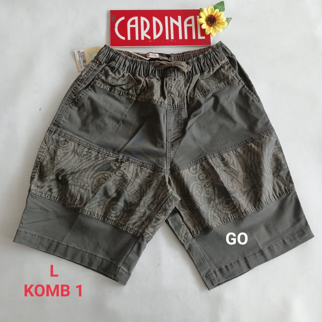 gof L CARDINAL KOMBINASI CELANA PENDEK KARET KOLOR Katun Casual Soft Jeans Murah Santai Original