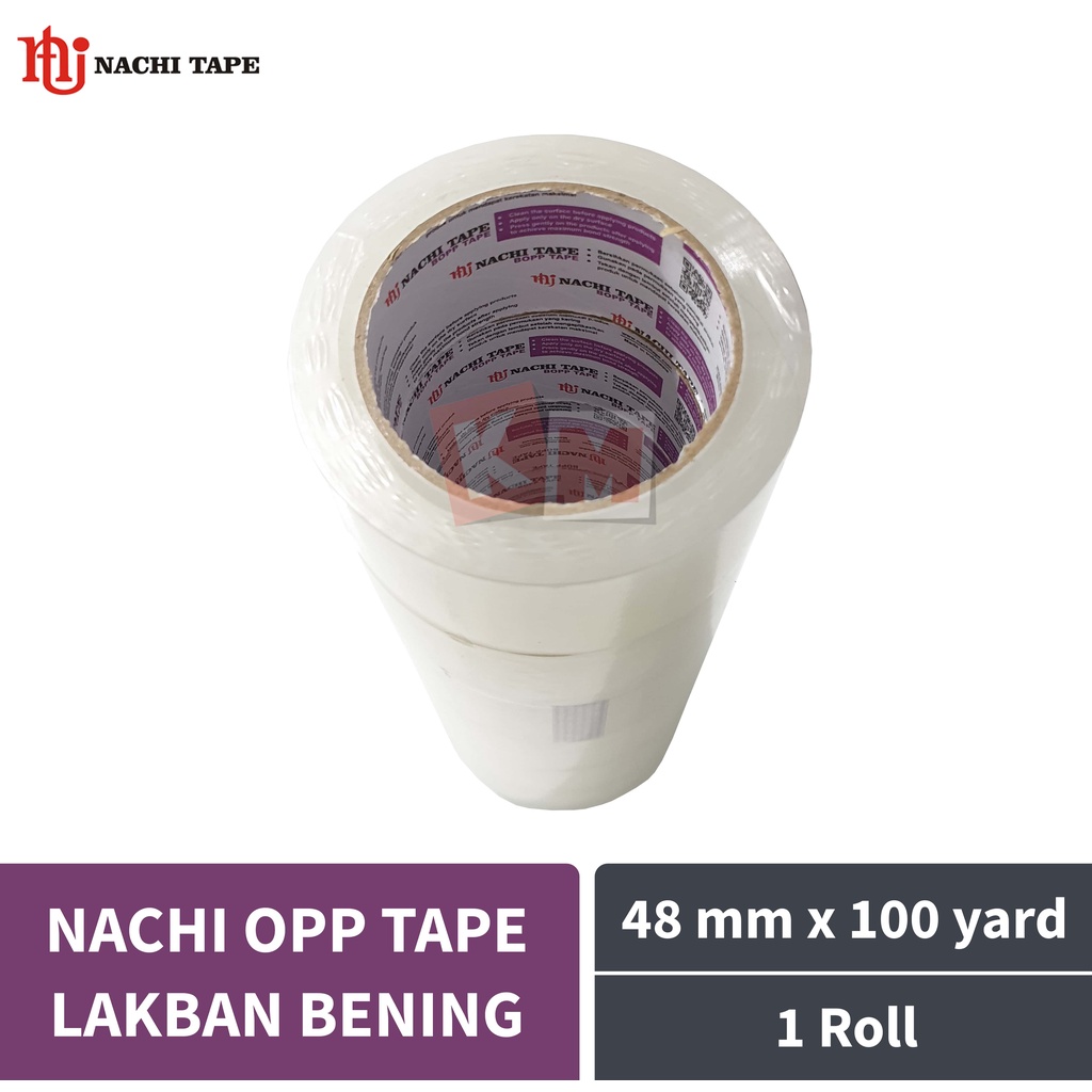 Lakban Bening Transparan Nachi Opp Packing Tape 2 Inch / 48 mm x 100 Yard Core Ungu / 48mm