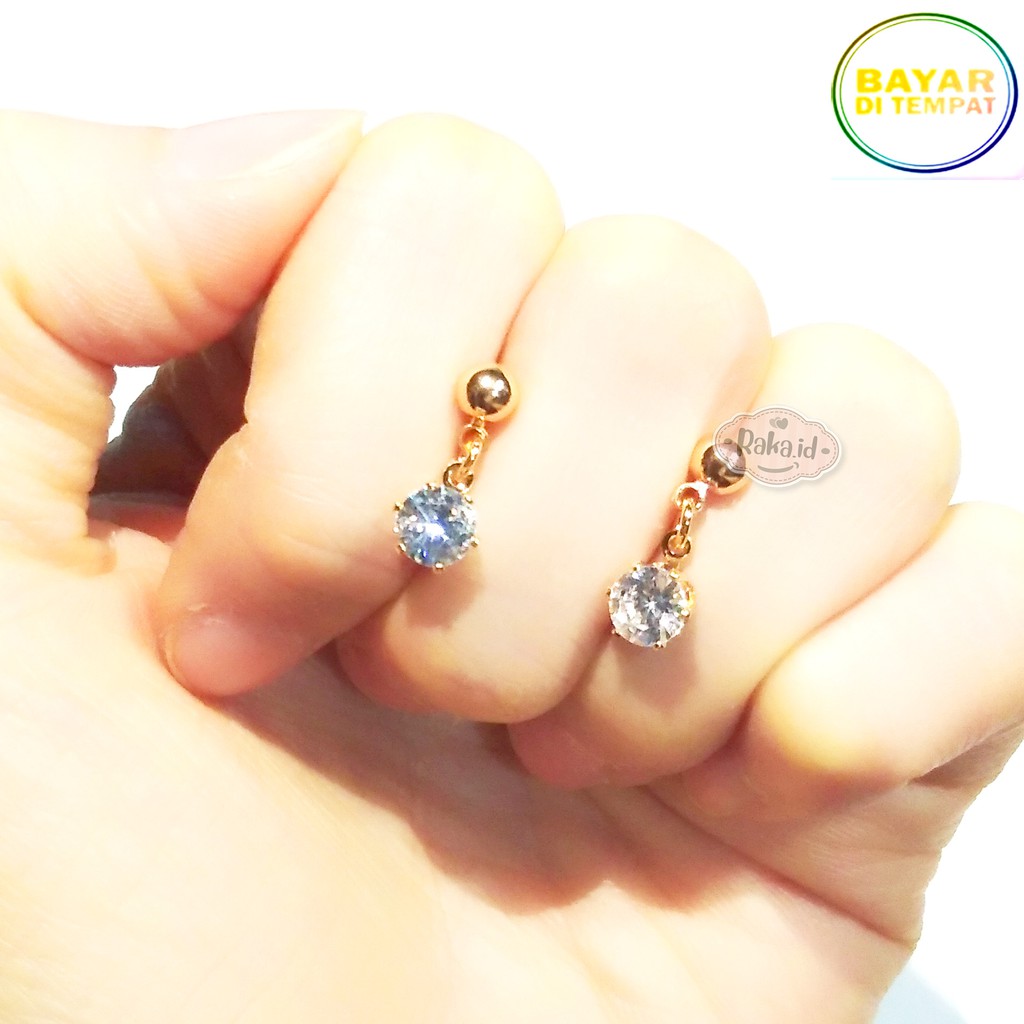 RAKA Acc - Anting Stud / Tusuk Mata 1 Juntai Gold Perhiasan Aksesoris Wanita Lapis Emas 18k 226