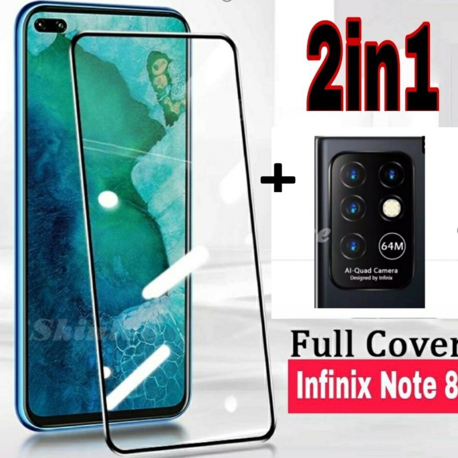 Tempered Glass 9D INFINIX NOTE 8 + Tg Lensa Camera 2in1