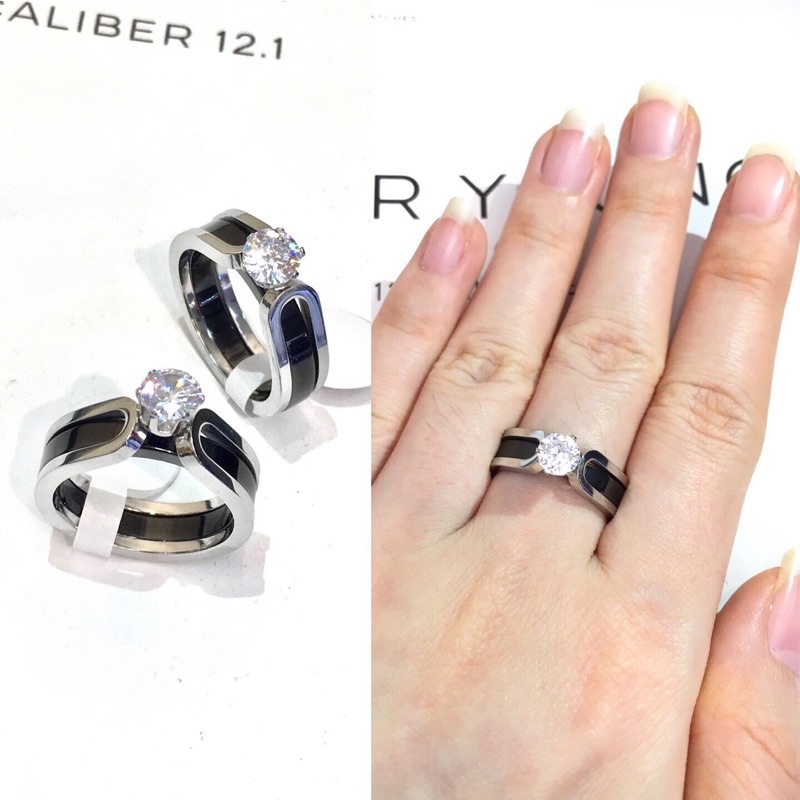 Cincin Solitaire Kombinasi 2in1 Titanium CS58