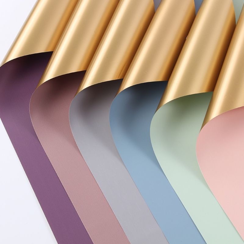 

Kertas Bicolor Gold Cellophane / Uk 58x58 / Kertas Bucket / Kertas Waterproof