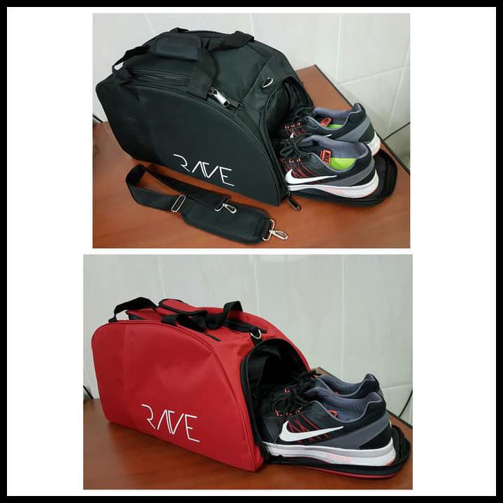 TRAVEL BAG RAVE ORIGINAL TAS SEPATU OLAHRAGA GYM FITNESS FUTSAL CASUAL - MERAH