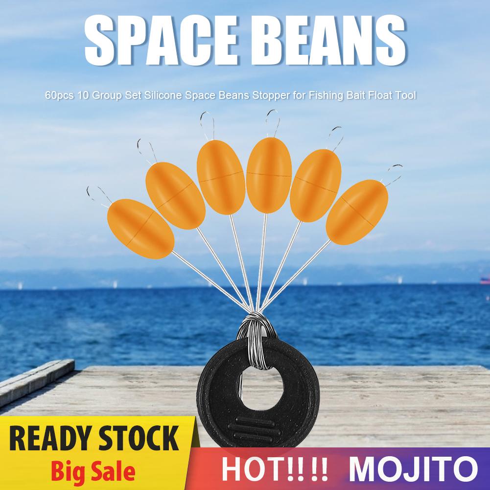 60pcs / Set 10 Grup Space Beans Stopper Bahan Silikon Untuk Umpan Pancing