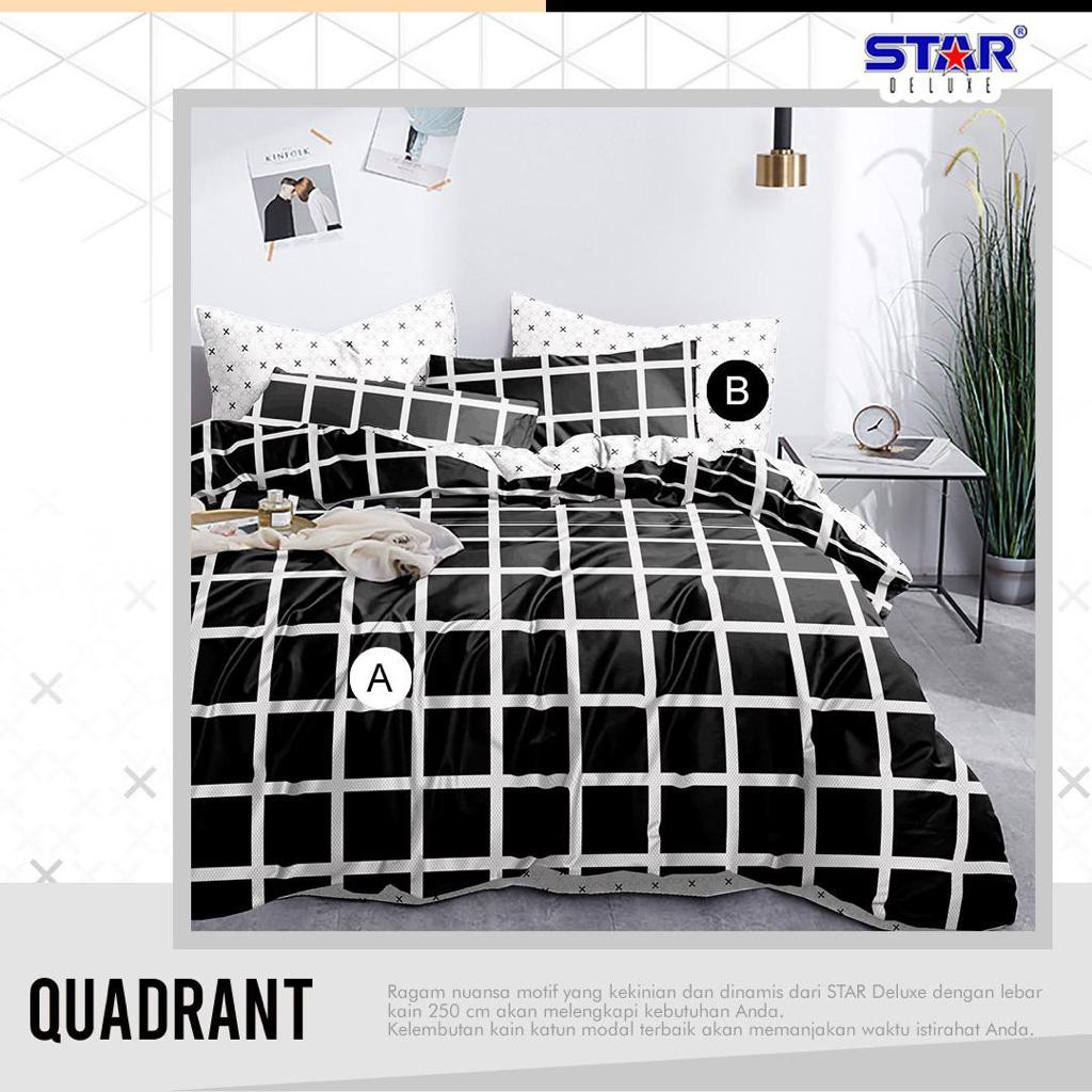 [katun Lokal] Bahan Kain Sprei Motif Quadrant Black