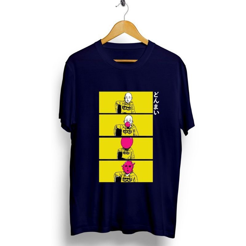 Fourfashion Kaos Pria Kaos Distro ONE PUNCH MAN BOTAK NavyBlue CN891