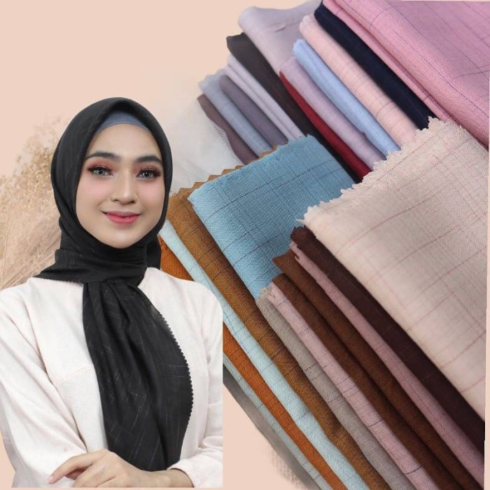 Hijab Segi Empat Voal Waffle Sandi Morse Laser Cut by Azara bebas pilih warna suka suka