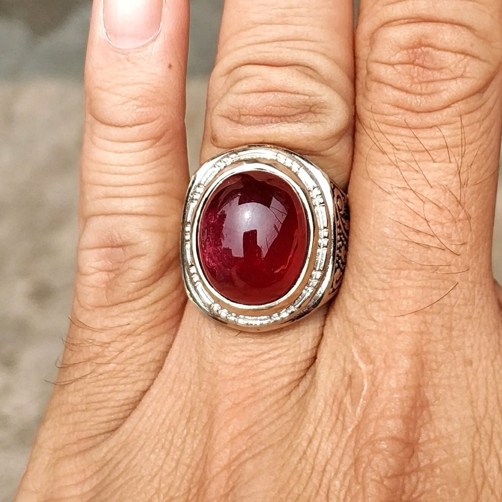 CINCIN BATU AKIK PERMATA NATURAL RED RUBY BLOOD PIGEON CORUNDUM FREE MEMO