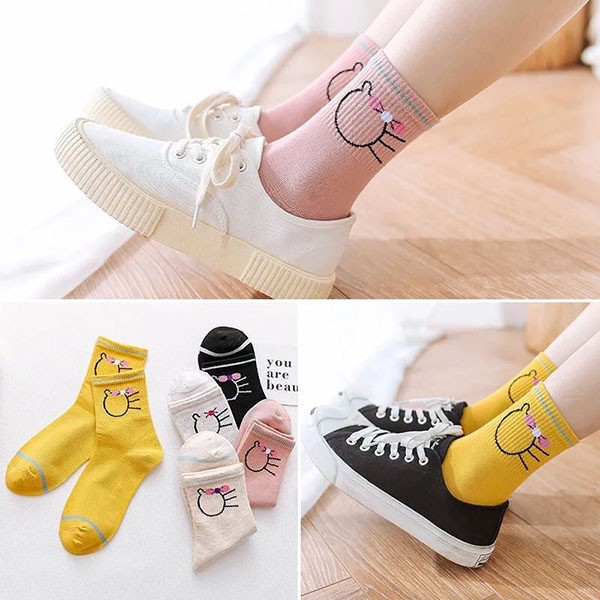 Kaos Kaki Fashion Wanita Motif Kartun / Kaos Kaki Panjang Import Cute Bahan Katun / TS-86