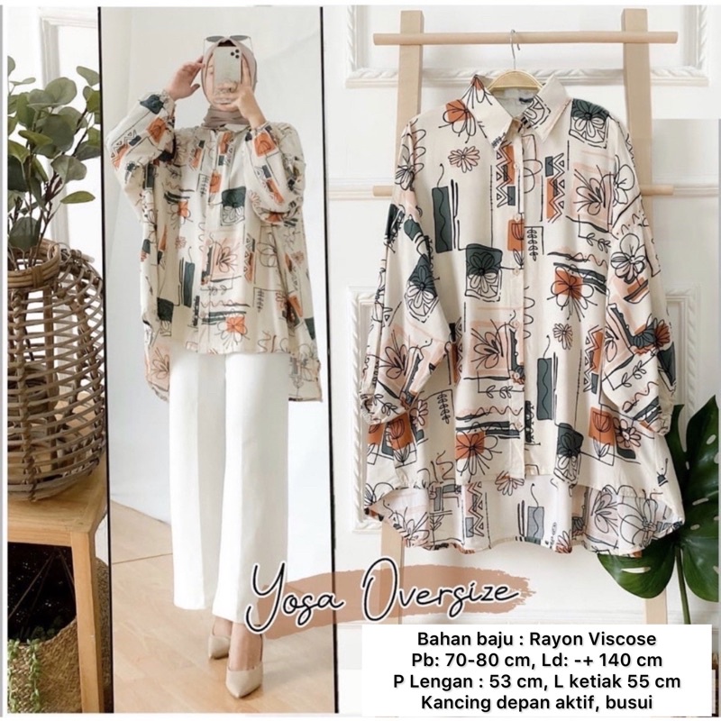 MONOCHROME OVERSIZE BLOUSE MOTIF - ATASAN RAYON FULL KANCING JUMBO / ATASAN RAYON KOMBINASI-YOSA OVERSIZE