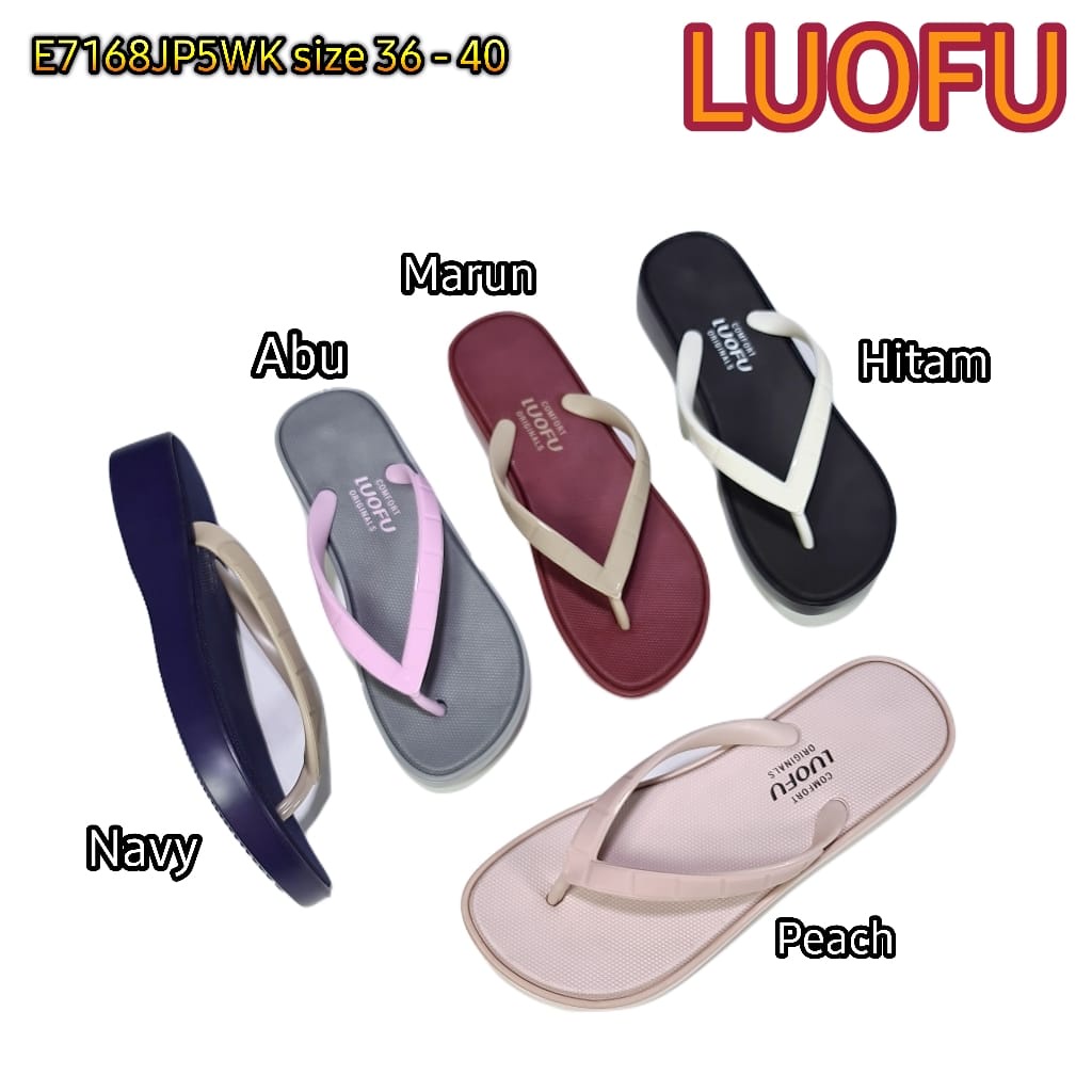 LUOFU ORIGINAL jelly sandal karet empuk murah wanita jepit sendal japit cewek import E7168JP5WK