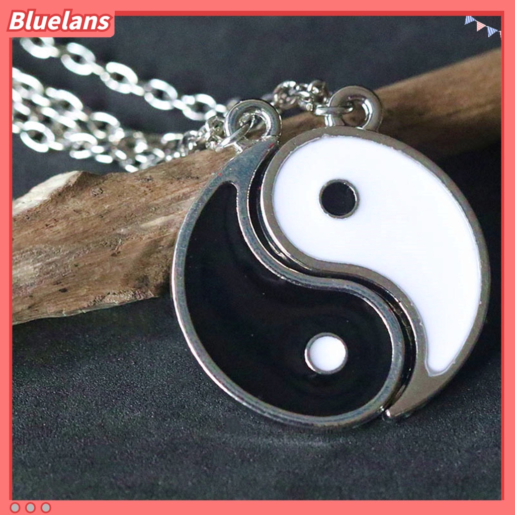 2pcs Kalung Persahabatan Pola Yin Yang Gaya Retro Tradisional Untuk Hadiah Pasangan