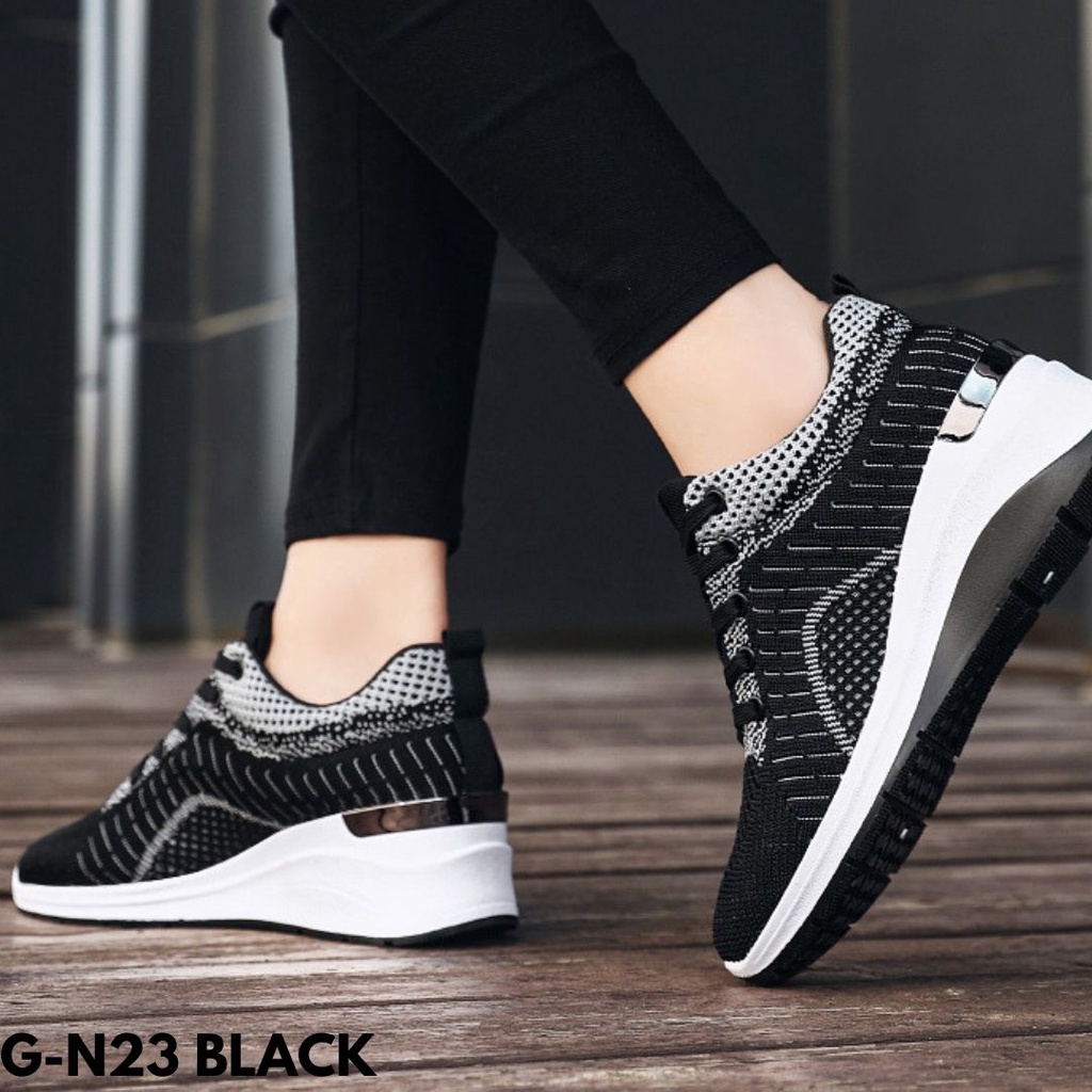 Gypsy - Active Sepatu Sneakers Runner Wanita Slip On Import Hitam Sneaker Grey Snakers Korea Seoatu Snekers Cewek Snikers Snackers Kasual Flatshoes XGN23