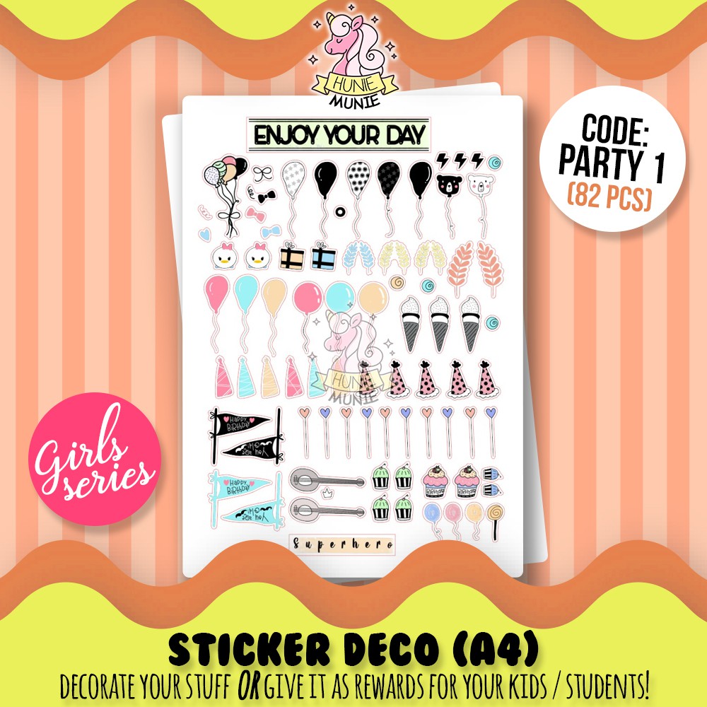 

Sticker Deco - Party SERIES - Washi Tape Party Ornaments Pesta Romantic - Stiker Girls Hunie Munie