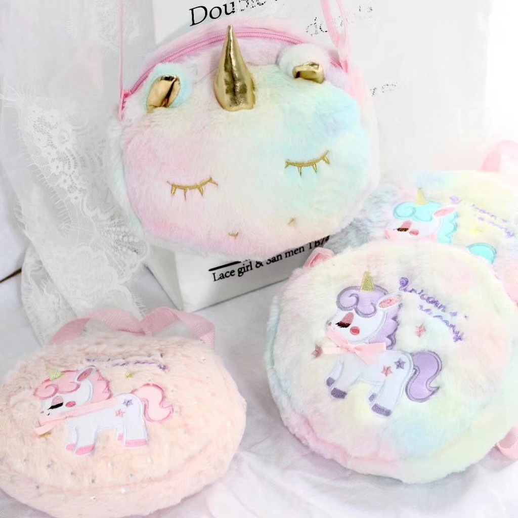 Dompet koin Unicorn Bahan Plush