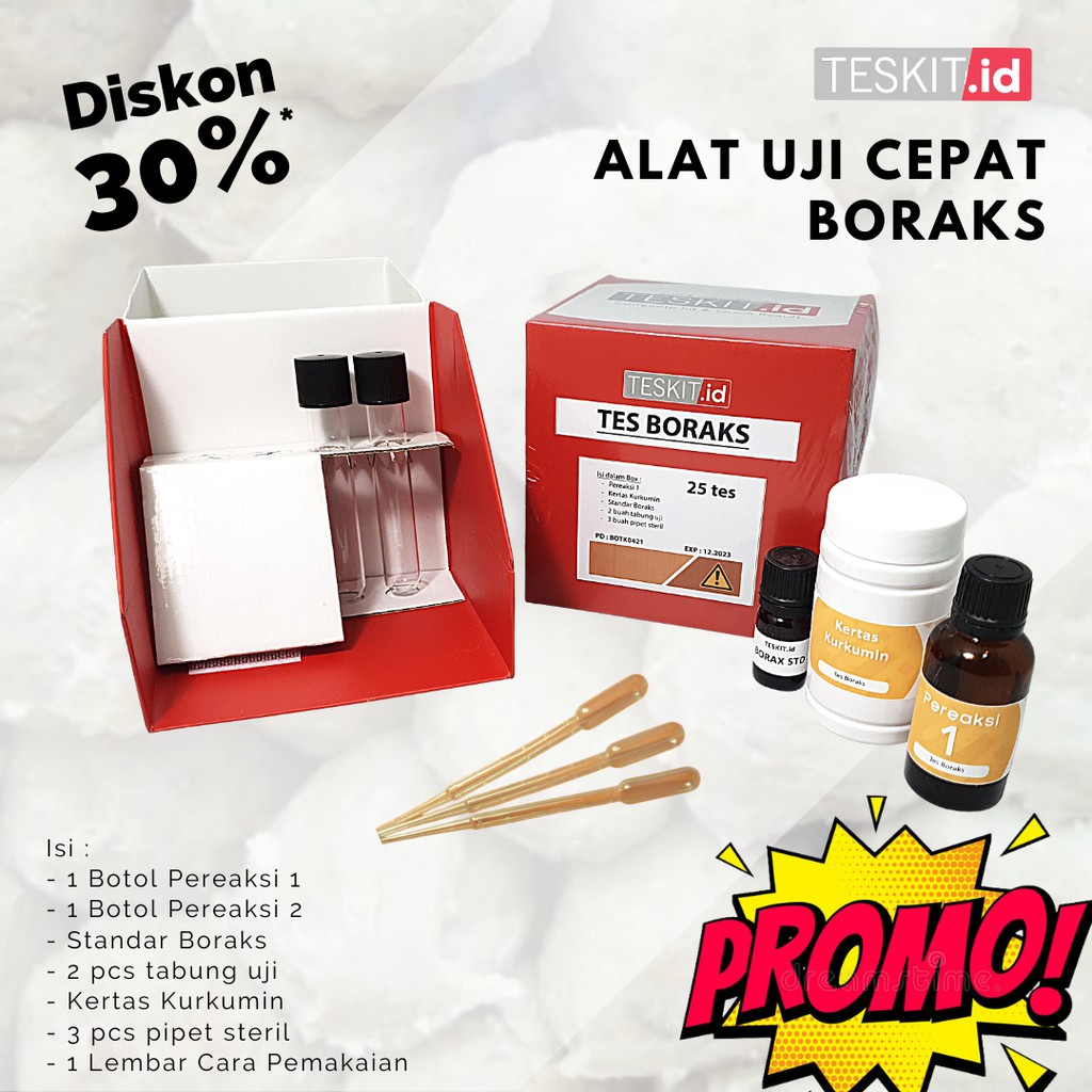 Reagent Test Kit Boraks, Alat Uji Cepat Kandungan Boraks Isi 25 Test