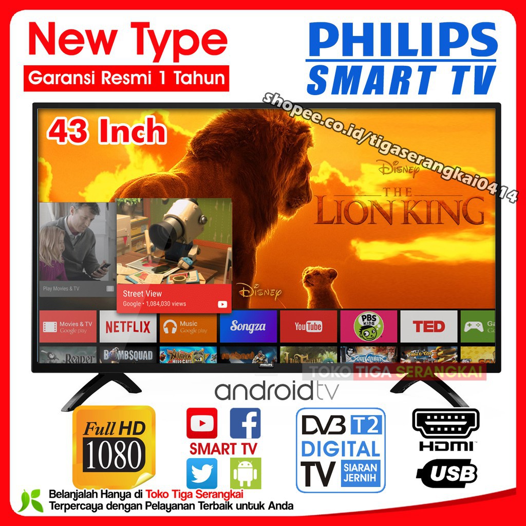 Philips LED Digital Smart TV 43 Inch 43PFT5853S/70