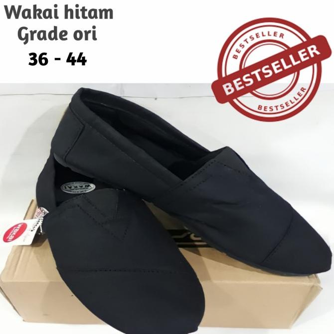 SS6 SEPATU WAKAI FULL BLACK Original Premium