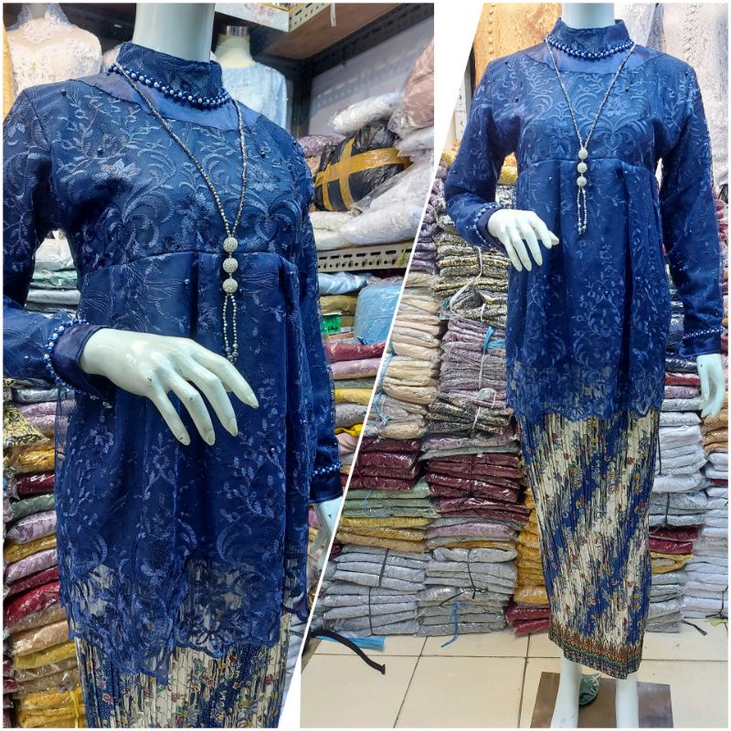 Setalan Brokat Malika Polos tanpa payet/Kebaya muRah Modern/Seragam Pernikahan Termurah