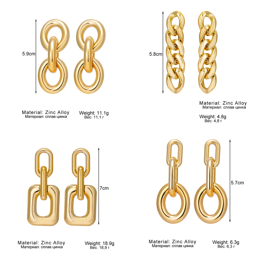 Anting Rantai Panjang Rumbai Geometris Bahan Logam Gaya Klasik Untuk Wanita