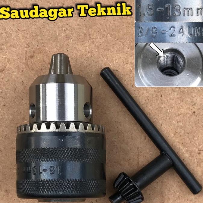 Kepala Bor 10mm ke 13mm Drat 3/8 Inch 24unf Chuck Drill 13 mm 3/8"
