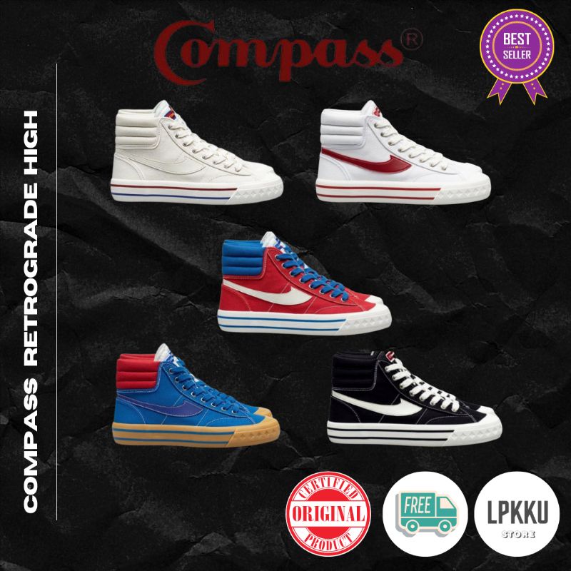 [100% ORIGINAL] SEPATU COMPASS RETROGRADE HIGH CREAM / WHITE RED / RED BLUE / BLUE GUM / BLACK WHITE
