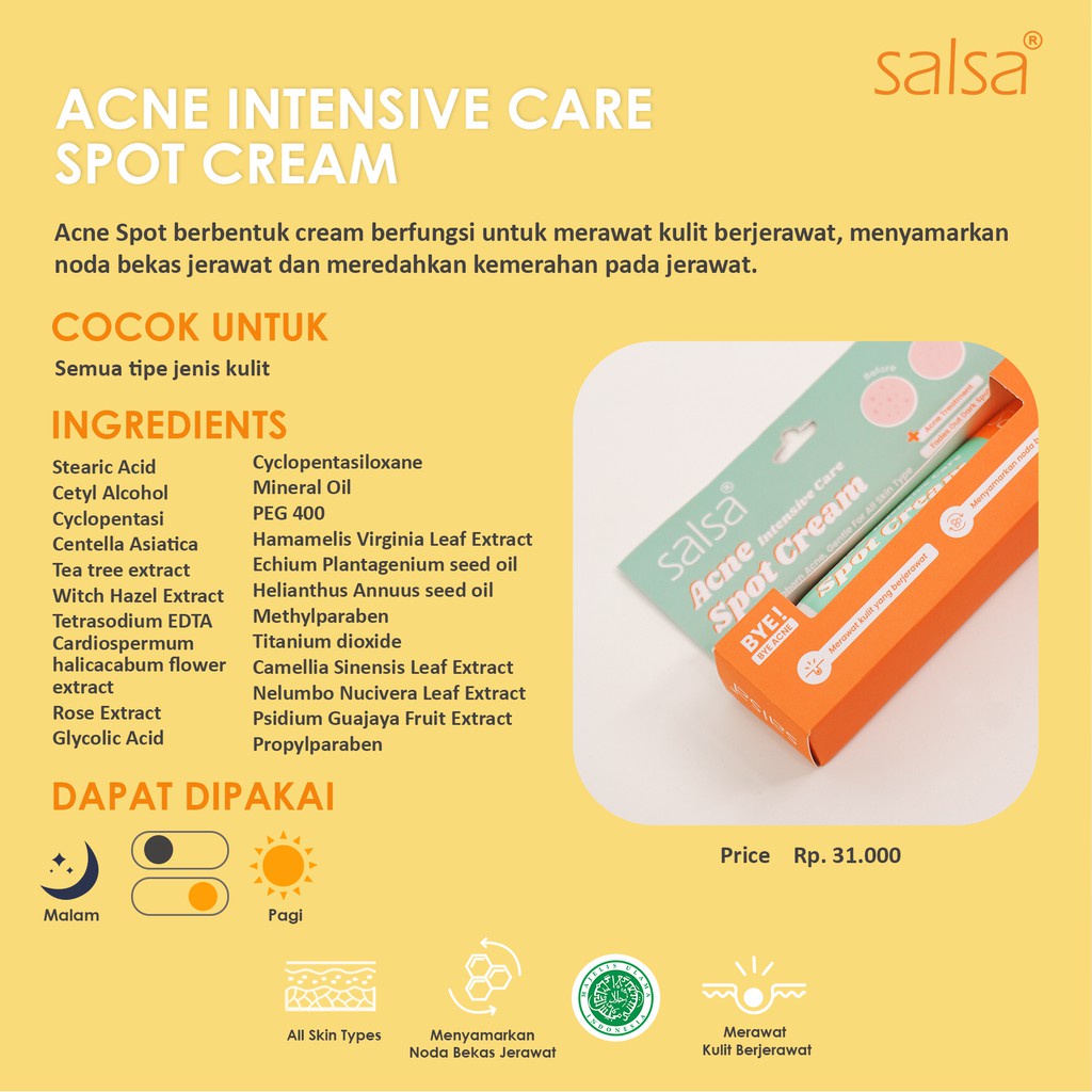 SALSA ACNE CARE INTENSIVE SPOT CREAM,OBAT JERAWAT