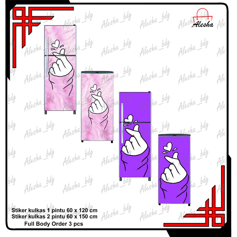 Stiker Kulkas Sticker Wallpaper Kulkas 1 dan 2 Pintu Motif Love Keren Lucu Terbaru Murah