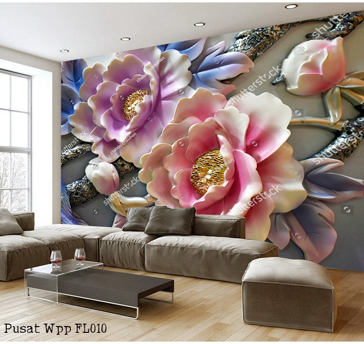Wallpaper Dinding Murah-Wallpaper Bunga Emas- Wallpaper Dinding Bunga Gold-Wallpaper Custom 3d Murah