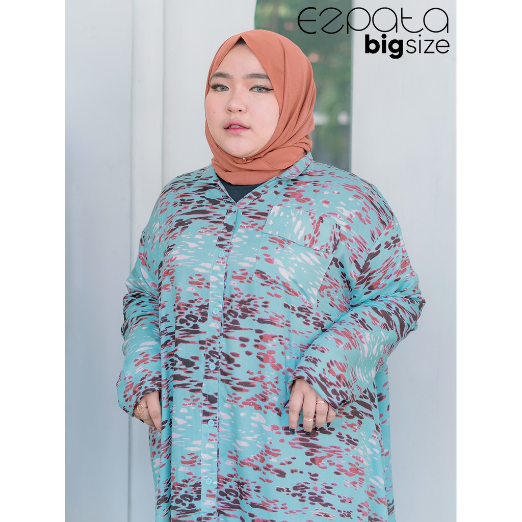 Tunik Ezpata Bigsize Jumbo Rayon LD 148 cm Hem Super Jumbo Saku Dada Kancing Depan Busui Friendly Lebaran