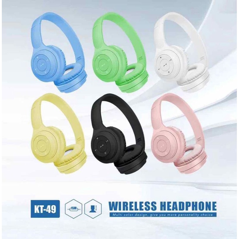 Headphone Bluetooth Bando KT 49 / Wireless Headset KT-49 Support SD Card KT49