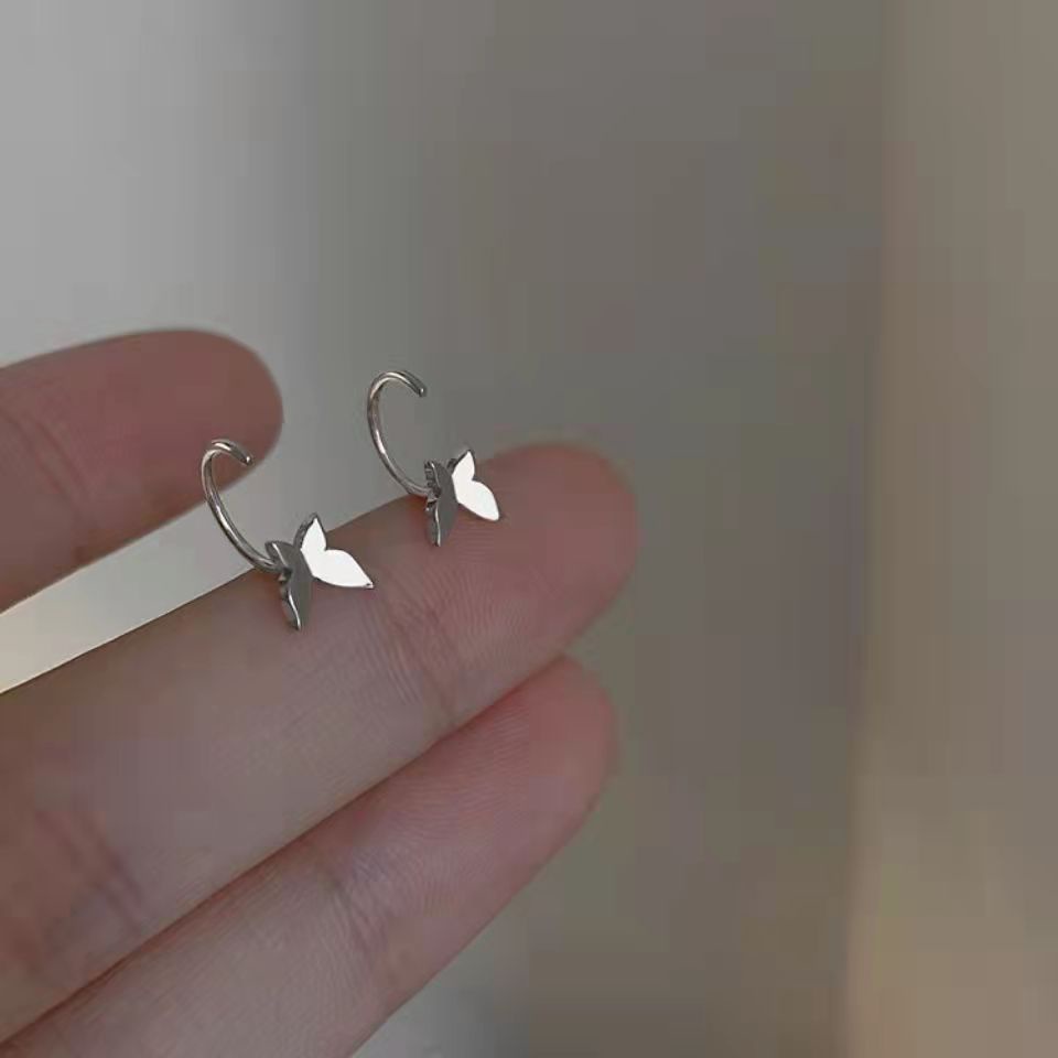 Anting Stud Desain Kupu-Kupu Bahan 925 Sterling Silver Untuk Wanita