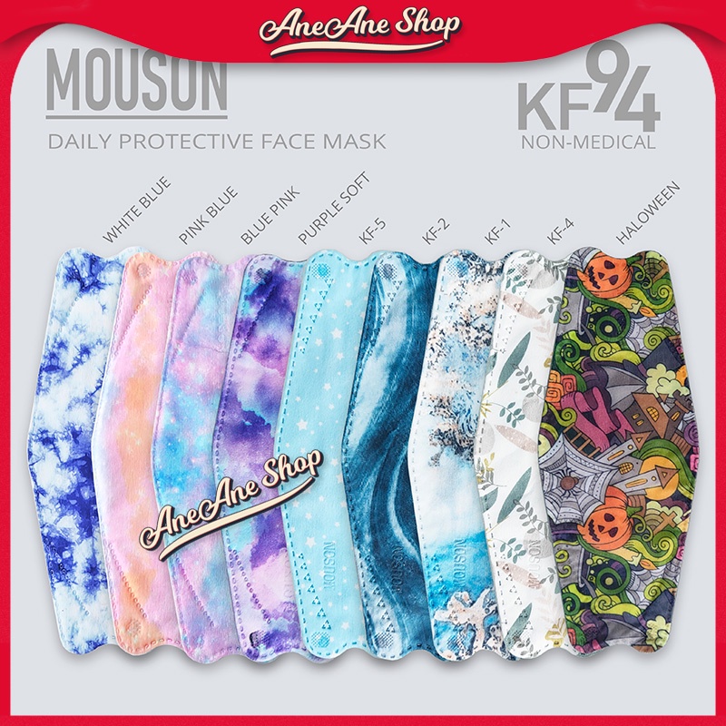 Masker Mouson KF94 Motif Warna isi 10 4 ply Masker Non Medis Sekali Pakai