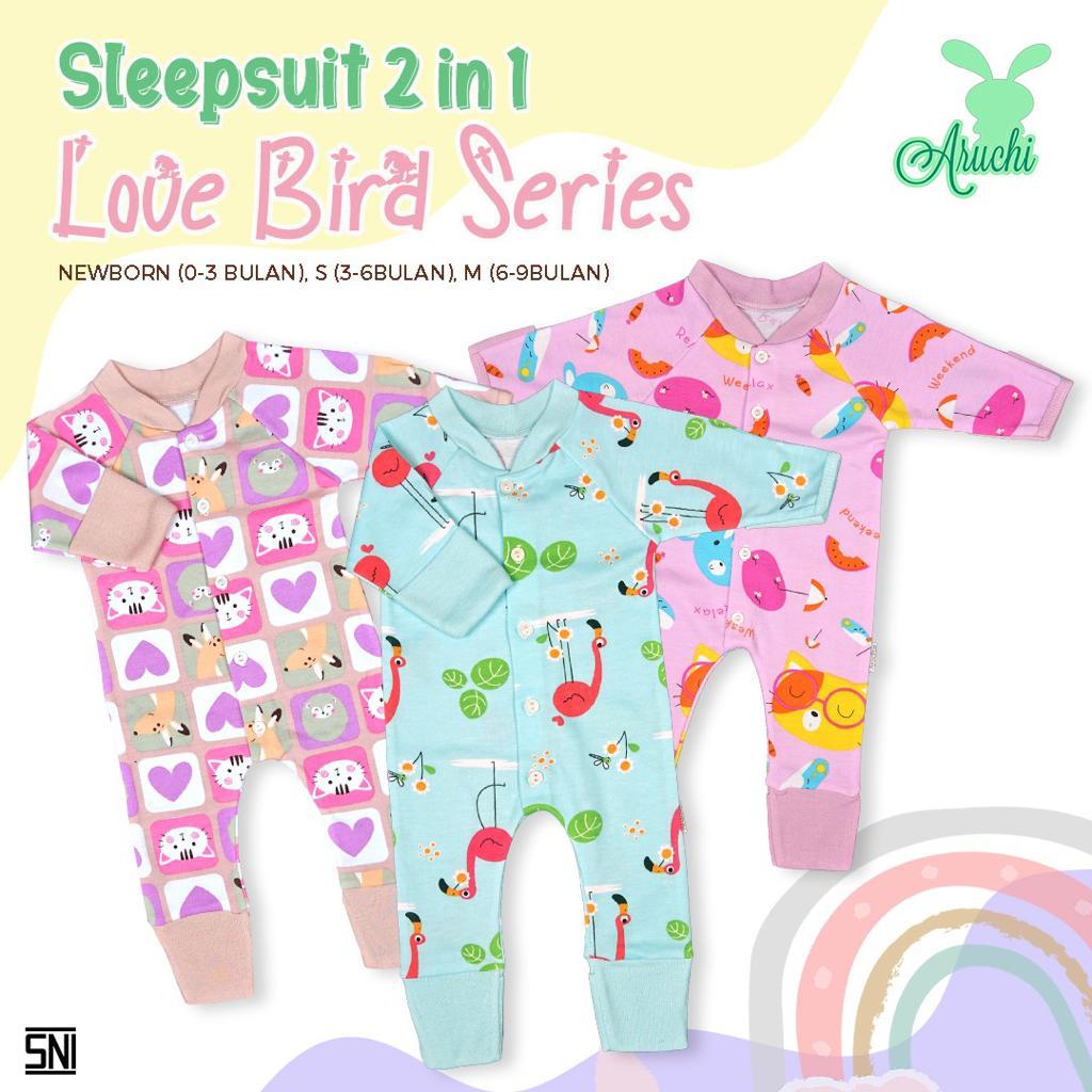 BANYAK MOTIF  1 pcs ARUCHI Baju Sleepsuit ARUCHI DAISY / HANAMI / CLOUDY / HUNTER SERIES Kodok Panjang Bayi Baby 2 IN 1 baju anak