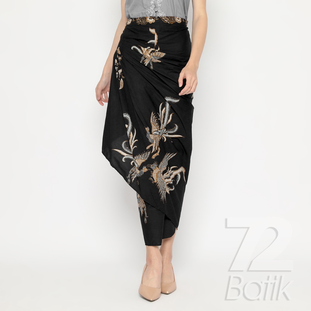 ROK BATIK SPAN Skirt Lilit Kebaya Instan Modern Wanita Motif Burung Warna Hitam 721031 CAP 72 - Rok Batik Lilit Bawahan Skirt Kamen Kebaya Songket Batik Panjang Plisket Span Instan Jadi Bali Lembaran Premium Modern Untuk Wanita Kondangan