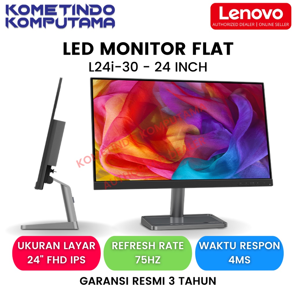 Lenovo L24i-30 24&quot; LED Monitor FLAT FHD IPS 75HZ VGA HDMI GARANSI RESMI