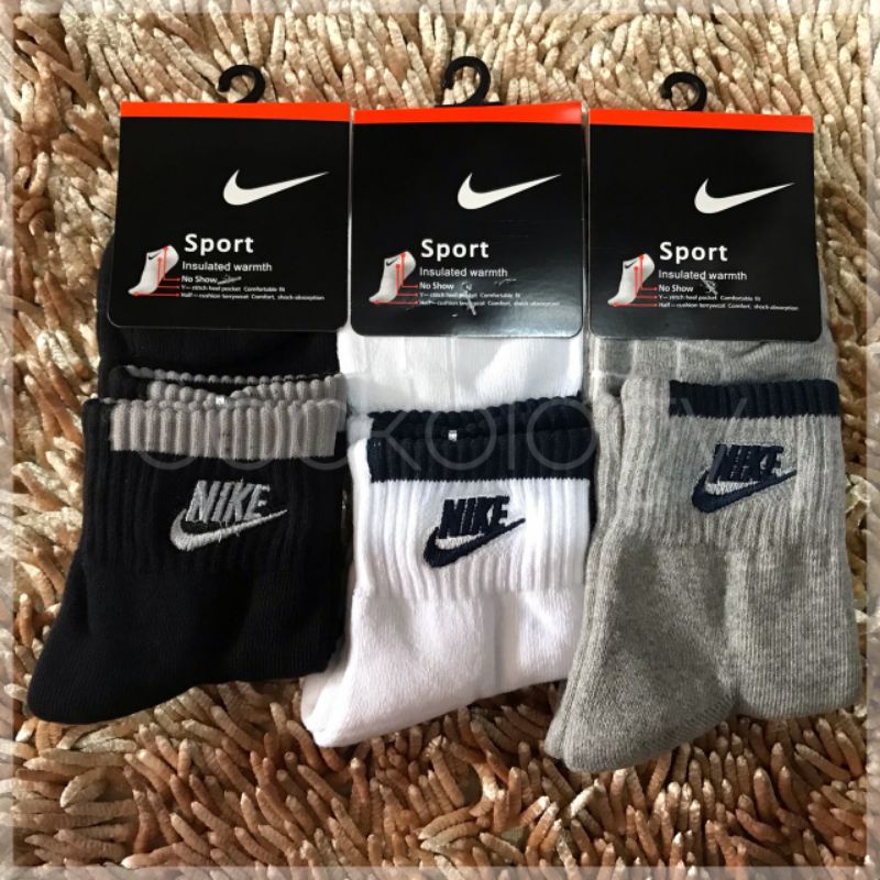 (Min 3pcs @27.500) Kaos kaki 3/4 Nike bordir tebal (Premium Quality)