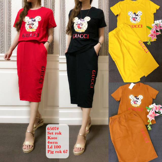 SETELAN KODE 6507 SET GUCCI MICKEY ROK SET IMPORT WANITA MURAH KODE 26