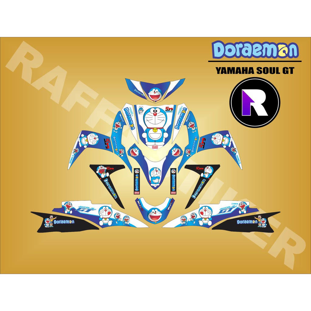 Decal Sticker Fullbody Yamaha Mio Soul Gt Biru Putih Doraemon