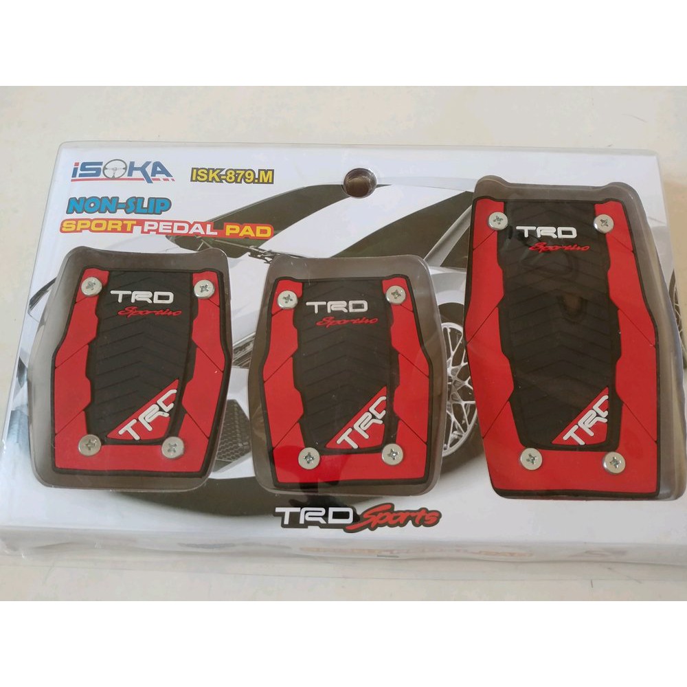 pedal GAS pads cover injakan gas mobil manual logo trd merah universal 3 pcs