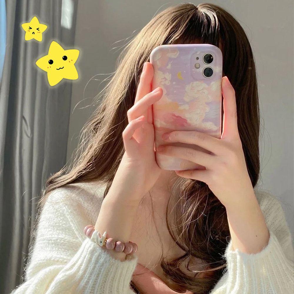 Agustina Gelang Kelinci Lucu Adjustable Retro Gradien Warna Pink Astronot Planet Matahari Gaya Korea Gelang Pasangan Gelang