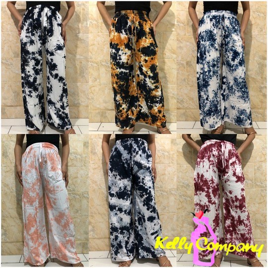 KC  Kulot Tie Dye  Celana Kulot Tie Dye - Smoke