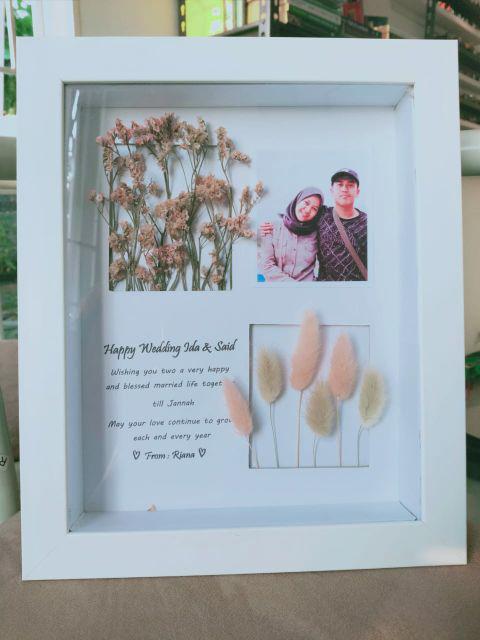 Flower Frame Decoration Rustic / Dried Flower Bingkai / Buket Mini Kado Ultah Wisuda-the Hope Pastel