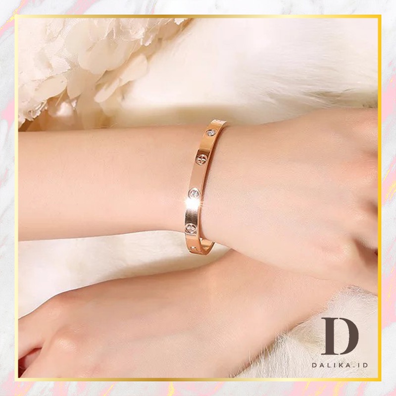 Gelang Tangan Titanium Wanita Bangle Bracelet Dalika Om Mani Padme Hum