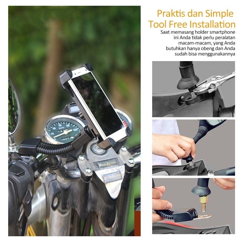 Phone Holder HP Motor Stand Bracket Dudukan Handphone