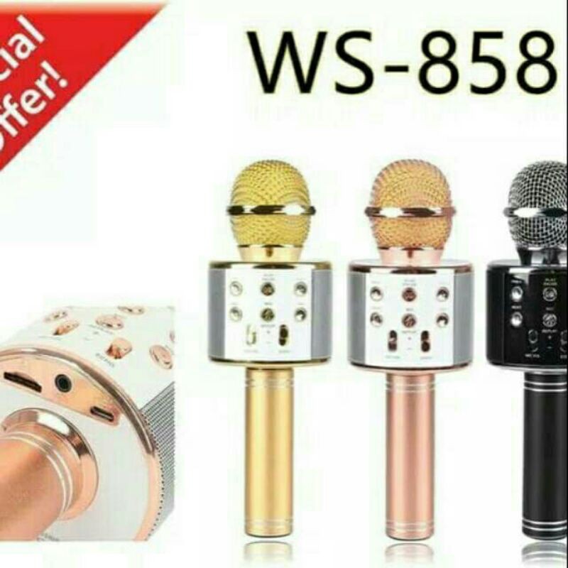 Mic Bluetooth KARAOKE WS-858 Wster Wireless protable WS858 Speaker Mik
